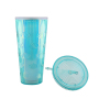 Actever 690ml Double Wall Clear AS Plastic Coffee Tumbler Water Cup with Lid and Straw for Travel Office Outdoor Drinking