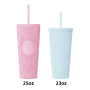 Actever 690ml Double Wall Clear AS Plastic Coffee Tumbler Water Cup with Lid and Straw for Travel Office Outdoor Drinking