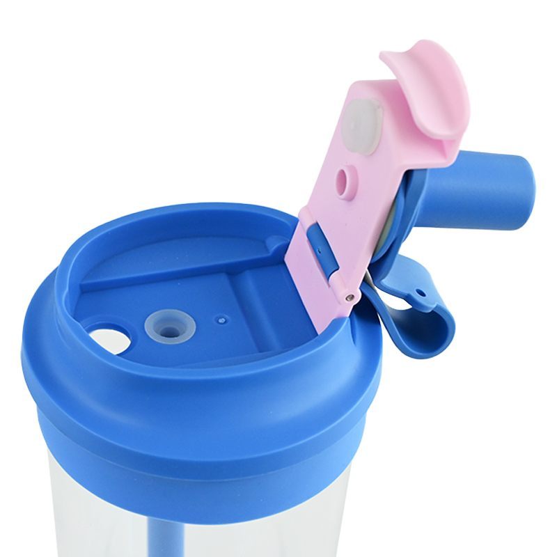 Wholesale 420ML Korean Style Plastic Water Bottle with Dual Lids & Straw  Actever A22055 Heat-Resistant Student Drinking Cup PP Tritan Silicone