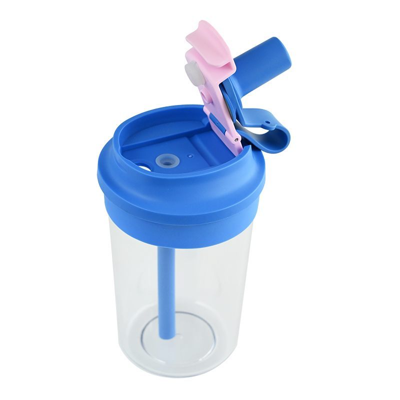 Wholesale 420ML Korean Style Plastic Water Bottle with Dual Lids & Straw  Actever A22055 Heat-Resistant Student Drinking Cup PP Tritan Silicone
