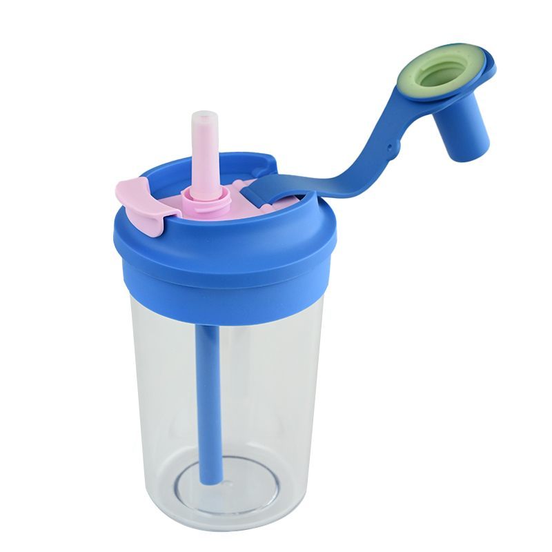 Wholesale 420ML Korean Style Plastic Water Bottle with Dual Lids & Straw  Actever A22055 Heat-Resistant Student Drinking Cup PP Tritan Silicone
