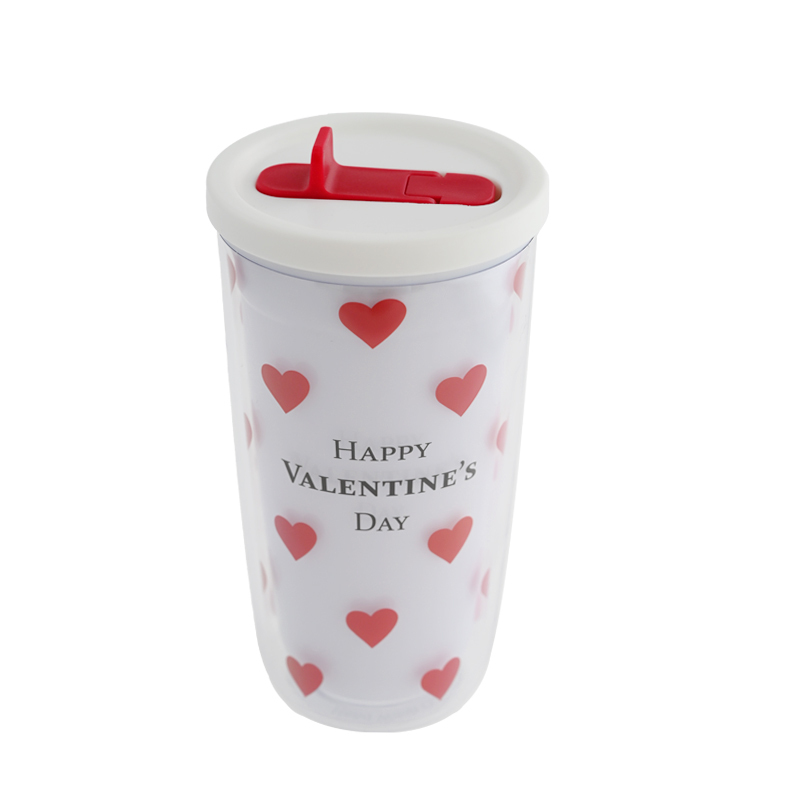 Wholesale 460ML AS Double-Wall Cold Drink Cup with Lid & Straw  Actever A22062 Large Capacity Summer Ice Cup for Girls