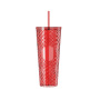Actever 710ml Diamond Pattern Gradient Double Wall AS Plastic Cup Large Capacity Travel Mug with Straw for Daily Drinking Office Outdoor Use