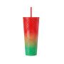 Actever 710ml Diamond Pattern Gradient Double Wall AS Plastic Cup Large Capacity Travel Mug with Straw for Daily Drinking Office Outdoor Use