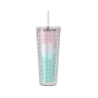 Actever 780ml Double Wall AS Plastic Rainbow Laser Tumbler Large Capacity Water Bottle with Straw for Party Travel Office Daily Use
