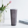 Actever 780ml Double Wall AS Plastic Rainbow Laser Tumbler Large Capacity Water Bottle with Straw for Party Travel Office Daily Use
