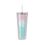 Actever 780ml Double Wall AS Plastic Rainbow Laser Tumbler Large Capacity Water Bottle with Straw for Party Travel Office Daily Use