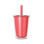 Actever A23018 24oz AS Double Wall Reusable Boba Cup with Straw - BPA-Free Plastic Tumbler for Commercial Use, Wholesale Custom Logo Available