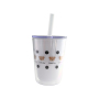 Actever A23018 24oz AS Double Wall Reusable Boba Cup with Straw - BPA-Free Plastic Tumbler for Commercial Use, Wholesale Custom Logo Available