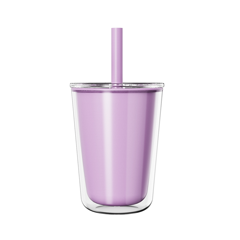 Actever A23018 24oz AS Double Wall Reusable Boba Cup with Straw - BPA-Free Plastic Tumbler for Commercial Use, Wholesale Custom Logo Available