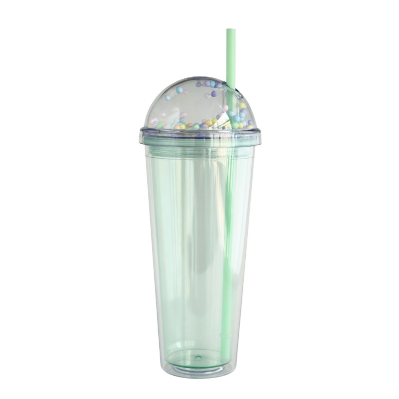Actever 24oz Creative Cute Cartoon Plastic Straw Cup AS Material High Value Drinking Mug for School Office Gift Use