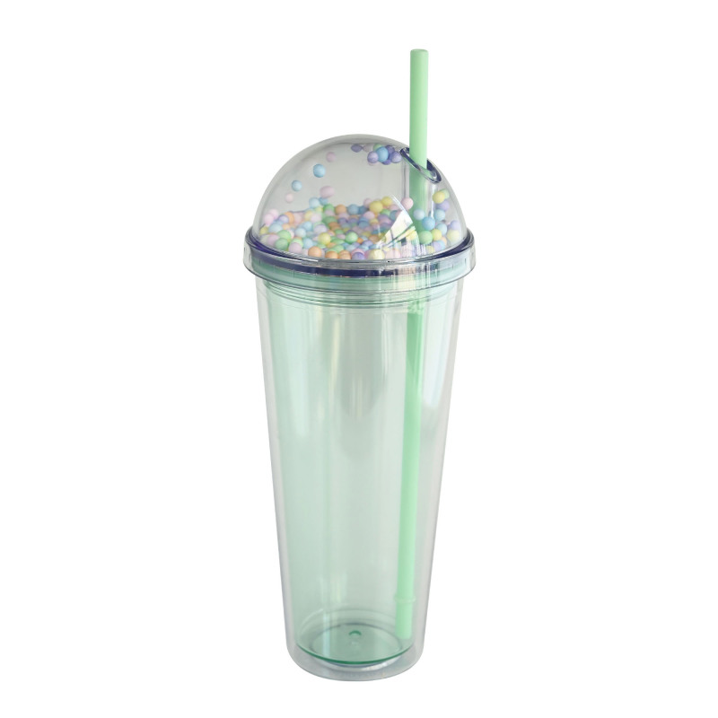 Actever 24oz Creative Cute Cartoon Plastic Straw Cup AS Material High Value Drinking Mug for School Office Gift Use