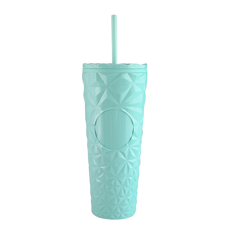 Actever 730ml Double Wall AS Plastic Tumbler with Lid and Straw Portable Customized Logo Cup for Office Travel Outdoor Use
