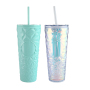 Actever 730ml Double Wall AS Plastic Tumbler with Lid and Straw Portable Customized Logo Cup for Office Travel Outdoor Use