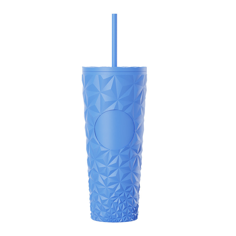 Actever 730ml Double Wall AS Plastic Tumbler with Lid and Straw Portable Customized Logo Cup for Office Travel Outdoor Use
