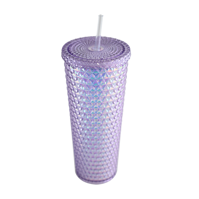 Actever 26oz Double Wall AS Plastic Cup Diamond Durian Tumbler with Straw for Office Travel Daily Use