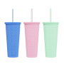 Actever 26oz Double Wall AS Plastic Cup Diamond Durian Tumbler with Straw for Office Travel Daily Use