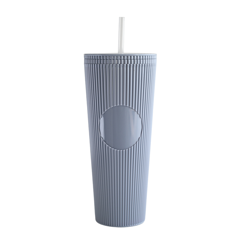 Actever 24oz Colorful Solid AS Plastic Tumbler with Straw Reusable Double Wall Insulated Drink Cup for Juice Coffee Office Travel Use