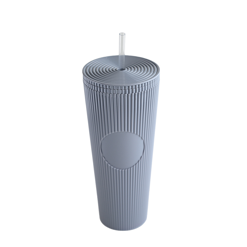Actever 24oz Colorful Solid AS Plastic Tumbler with Straw Reusable Double Wall Insulated Drink Cup for Juice Coffee Office Travel Use