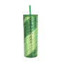 Actever 21oz Creative Double Layer AS Plastic Water Cup with Rotating Crystal Straw Food Grade Tumbler for Office School Gift Use