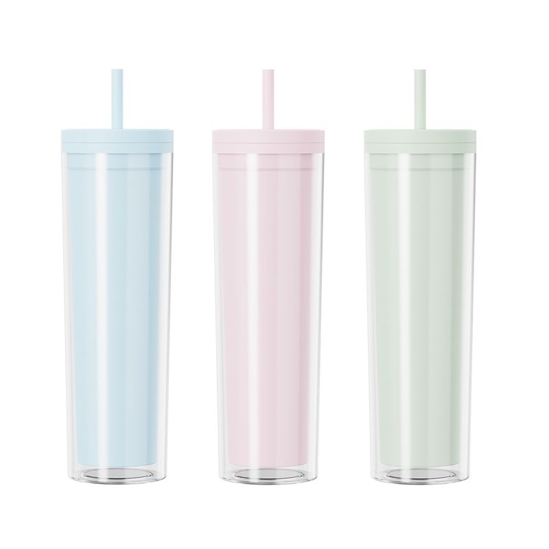 Wholesale Actever A25002 16oz AS Plastic Tumbler with Straw – Double Layer Candy Color Band Lid, Large Capacity, Custom Logo Ready