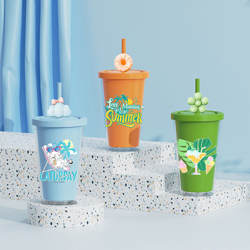 16oz/20oz/24oz Custom Printed Plastic Tumbler with Straw and Lid-AS Material-Actever A334004 Wholesale Drinkware