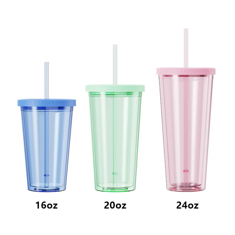 16oz/20oz/24oz Custom Printed Plastic Tumbler with Straw and Lid-AS Material-Actever A334004 Wholesale Drinkware