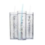 A334062  Wholesale 14oz Double Wall Plastic Mug-Creative Rainbow Gradient-Reusable Tumbler with Lid and Straw-Actever A334062