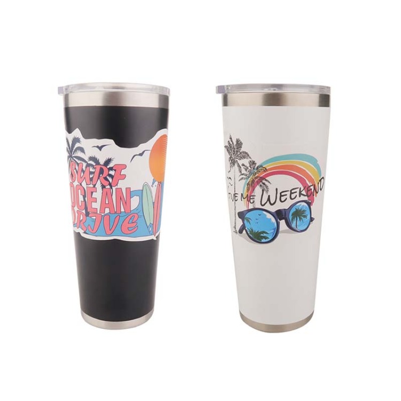 22oz Stainless Steel Boba Tea Cup with Straw and Colorful Design-Actever B21003-Custom Logo Tumbler for Cafes-Bubble Tea Brands and Events