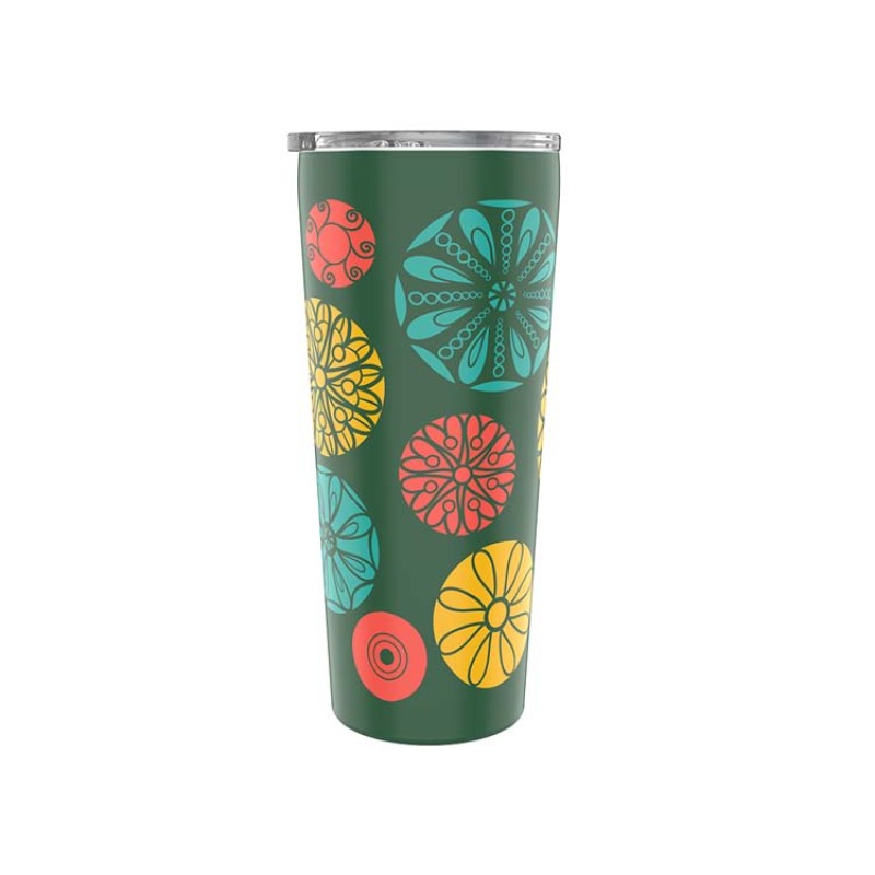 22oz Stainless Steel Boba Tea Cup with Straw and Colorful Design-Actever B21003-Custom Logo Tumbler for Cafes-Bubble Tea Brands and Events