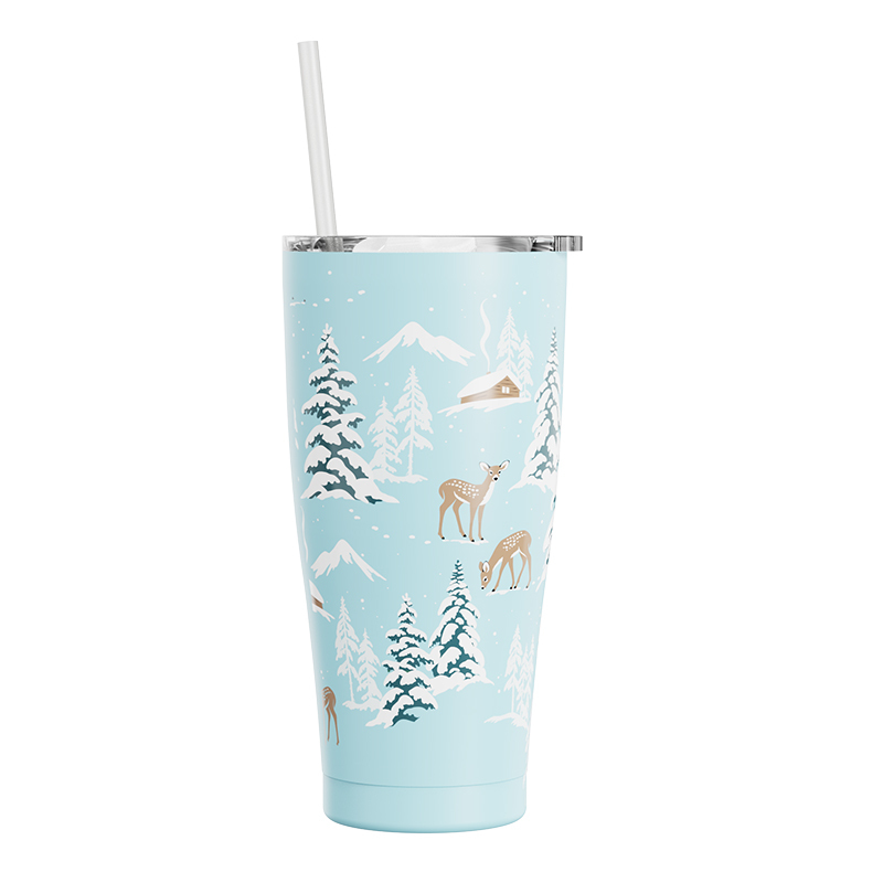 Actever Custom Christmas Logo 840ml Double Wall Stainless Steel Vacuum Insulated Thermos Mug for Holiday Coffee Tea Office Gift Travel Use