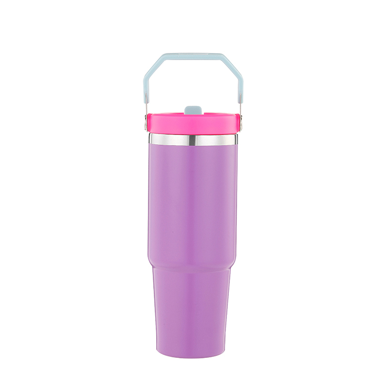 Actever B23064 500ml Travel Friendly Stainless Steel Portable Insulated Tumbler with Straw and Handle for Office Commute Outdoor Use
