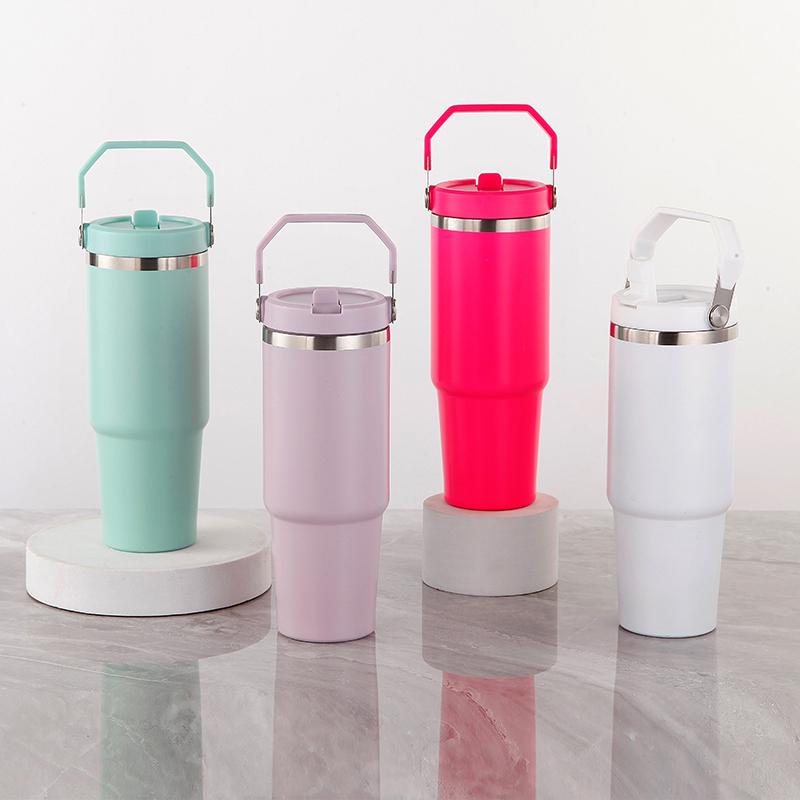 Actever B23064 500ml Travel Friendly Stainless Steel Portable Insulated Tumbler with Straw and Handle for Office Commute Outdoor Use