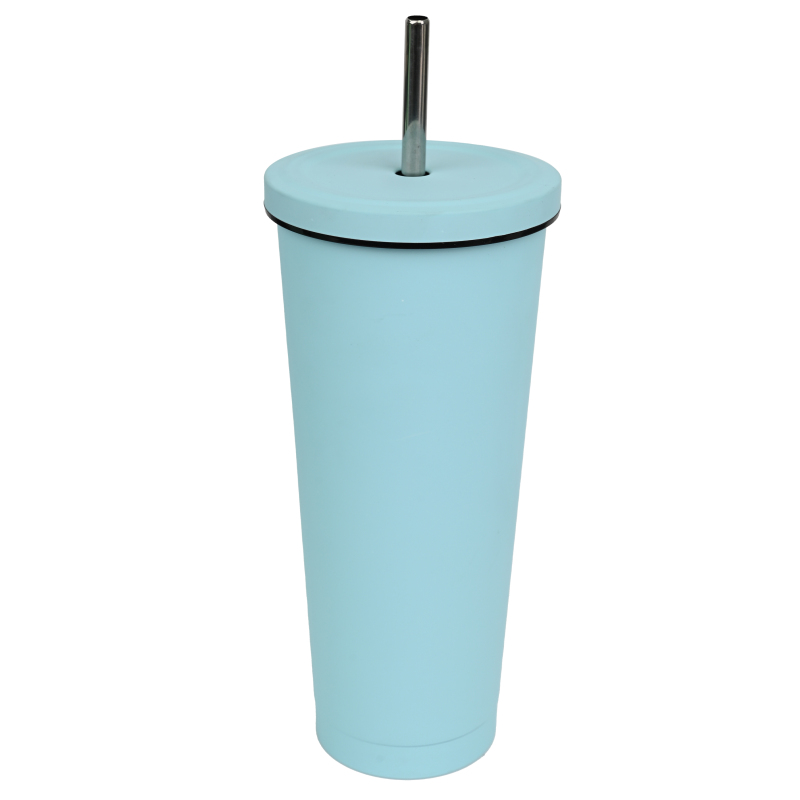 Actever Reusable Stainless Steel Straw Mug 25oz Insulated Tumbler with Lid for Iced Coffee Milk Tea Office Travel