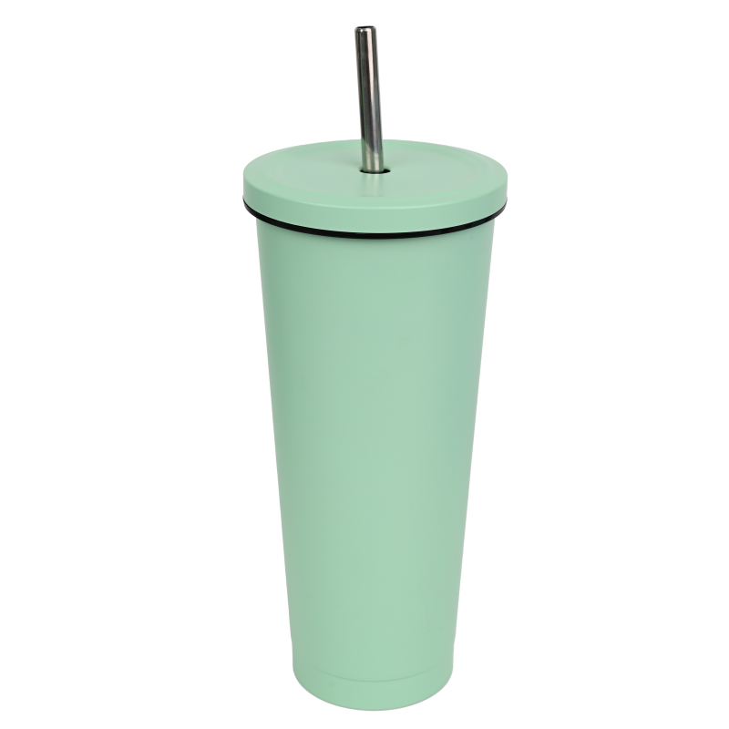Actever Reusable Stainless Steel Straw Mug 25oz Insulated Tumbler with Lid for Iced Coffee Milk Tea Office Travel