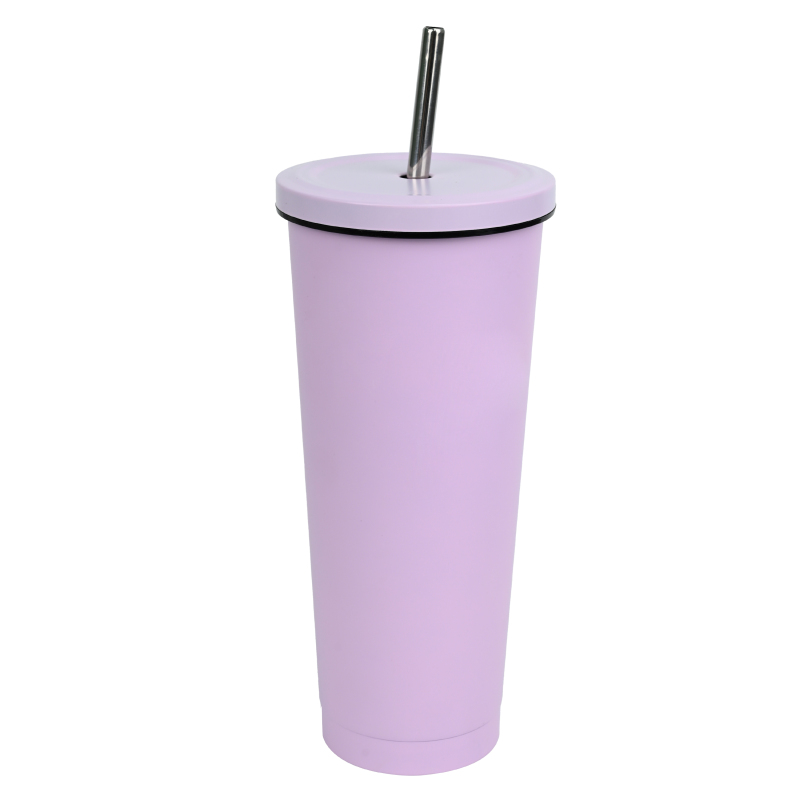 Actever Reusable Stainless Steel Straw Mug 25oz Insulated Tumbler with Lid for Iced Coffee Milk Tea Office Travel
