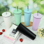 Actever Reusable Stainless Steel Straw Mug 25oz Insulated Tumbler with Lid for Iced Coffee Milk Tea Office Travel