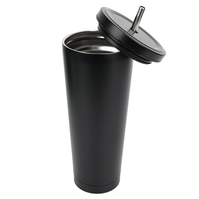 Actever Reusable Stainless Steel Straw Mug 25oz Insulated Tumbler with Lid for Iced Coffee Milk Tea Office Travel