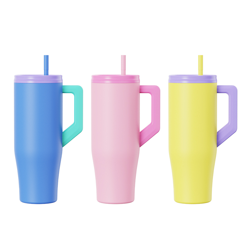 Custom 40oz Stainless Steel Vacuum Tumbler with Handle  Double Wall Travel Coffee Mug  Wholesale Adventure Metal Cup – Actever B25046