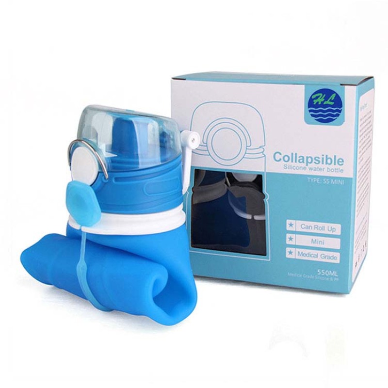 Actever C17126 OEM Silicone Collapsible Water Bottle 550ml Bulk Leakproof Sport Drinkware