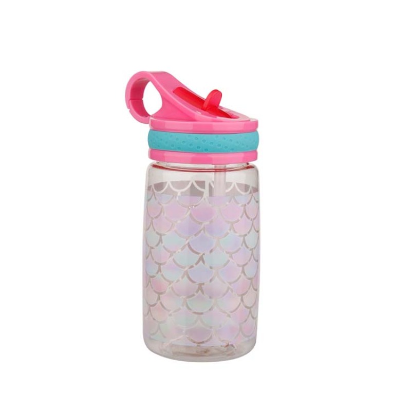 Wholesale 460ml PETG Kids Water Bottle-Printed Plastic School Bottle with Straw-Actever C20075-1