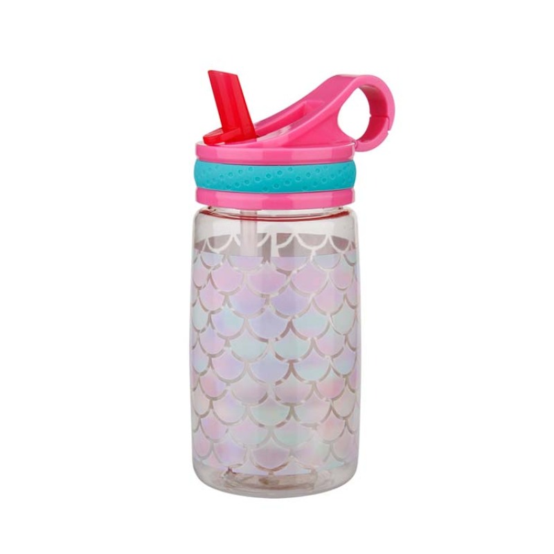 Wholesale 460ml PETG Kids Water Bottle-Printed Plastic School Bottle with Straw-Actever C20075-1