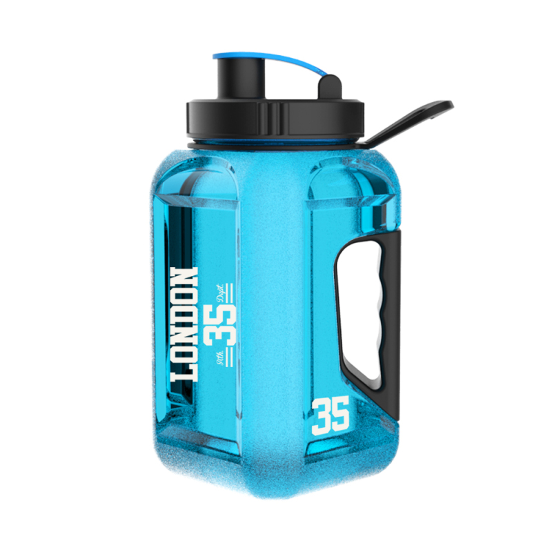Actever 2.4L Wholesale Square PET Plastic Sports Water Bottle with Handle for Camping Hiking Fitness Use