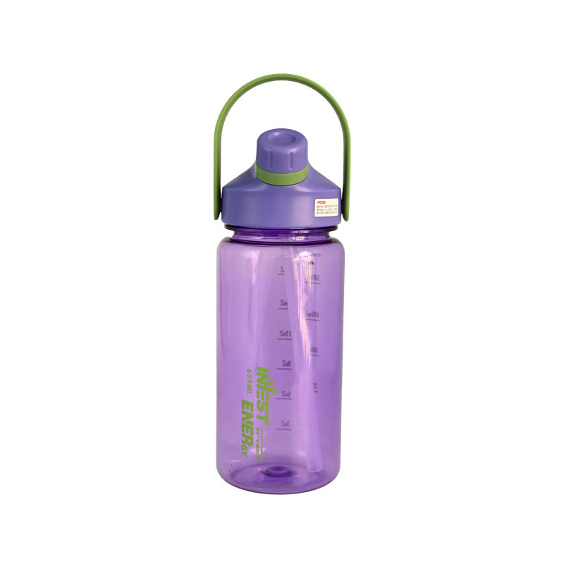 Actever 22oz PETG Sports Water Bottle BPAFree Portable Handle Direct Drinking Lid for Outdoor Fitness School Use