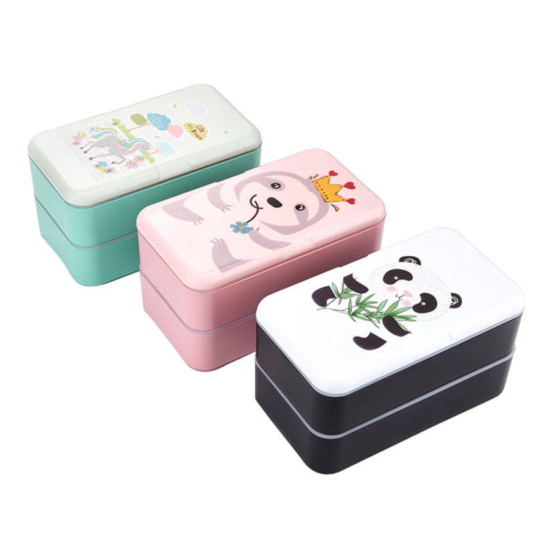OEM Eco 2-Layer Bento Lunch Box with Cutlery  BPA Free Plastic Kids Food Container  Actever Q17005