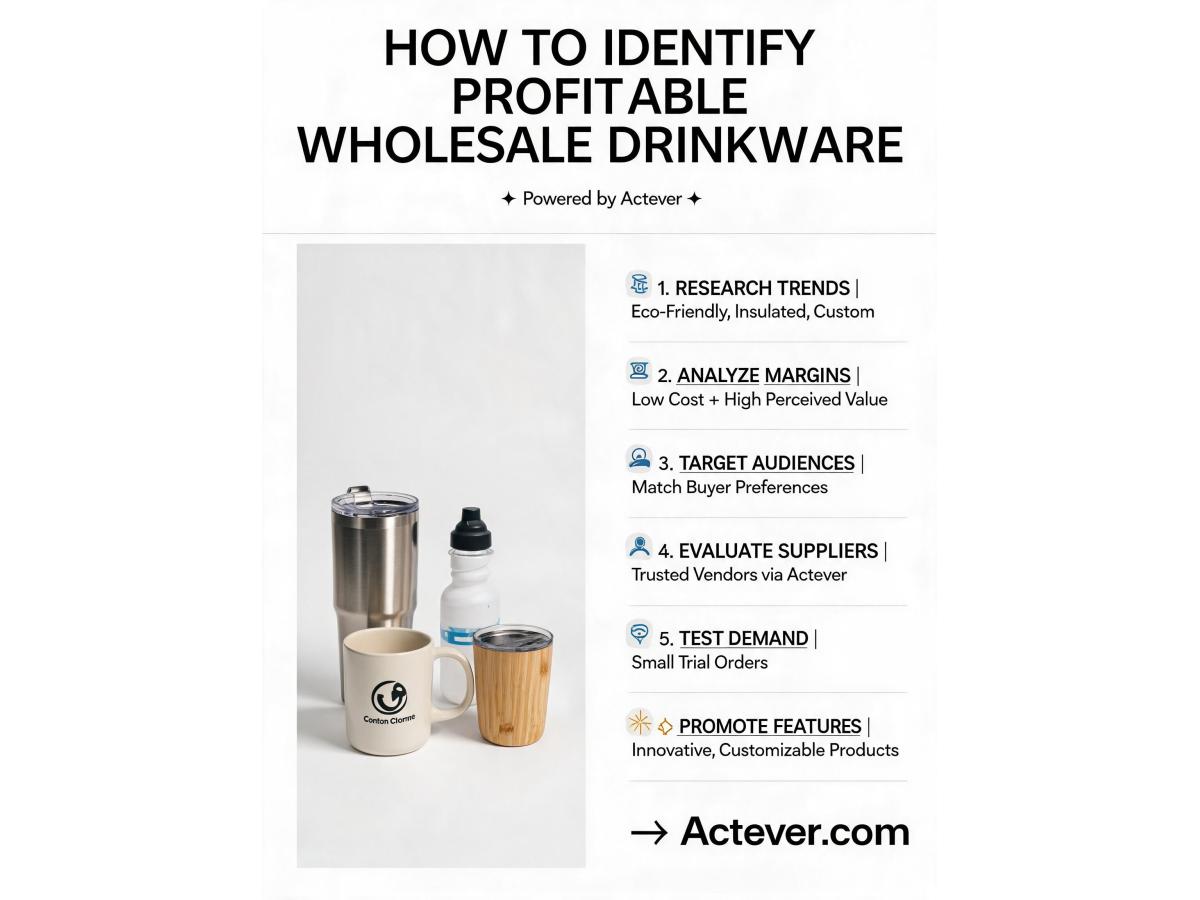 How can I identify drinkware products with good market potential and high profit margins for wholesale?