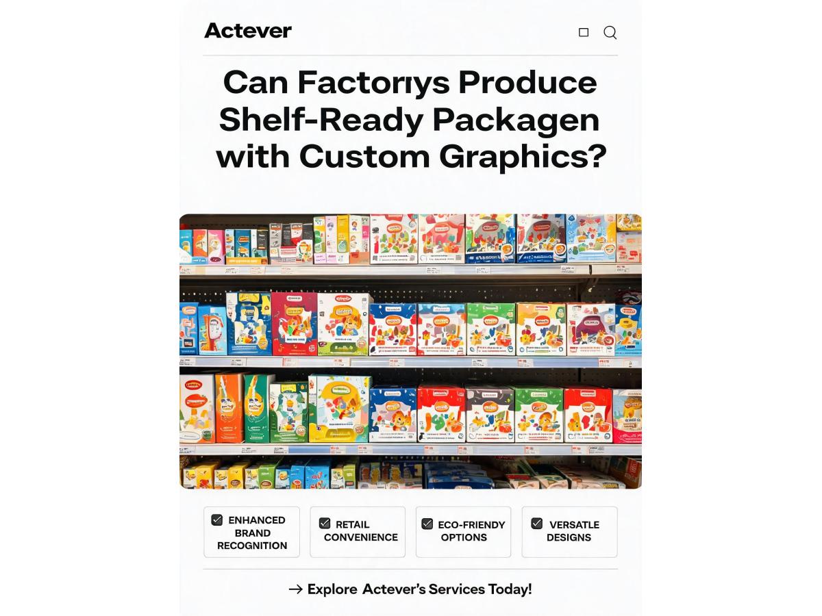 Can the factory design and produce shelf-ready packaging with custom graphics for retail display?