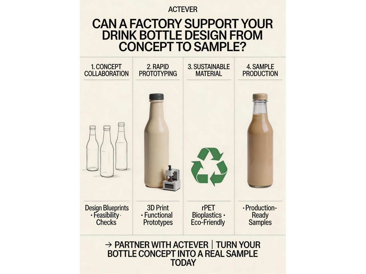 Can a factory support the development of a completely new drink bottle design from concept to sample?