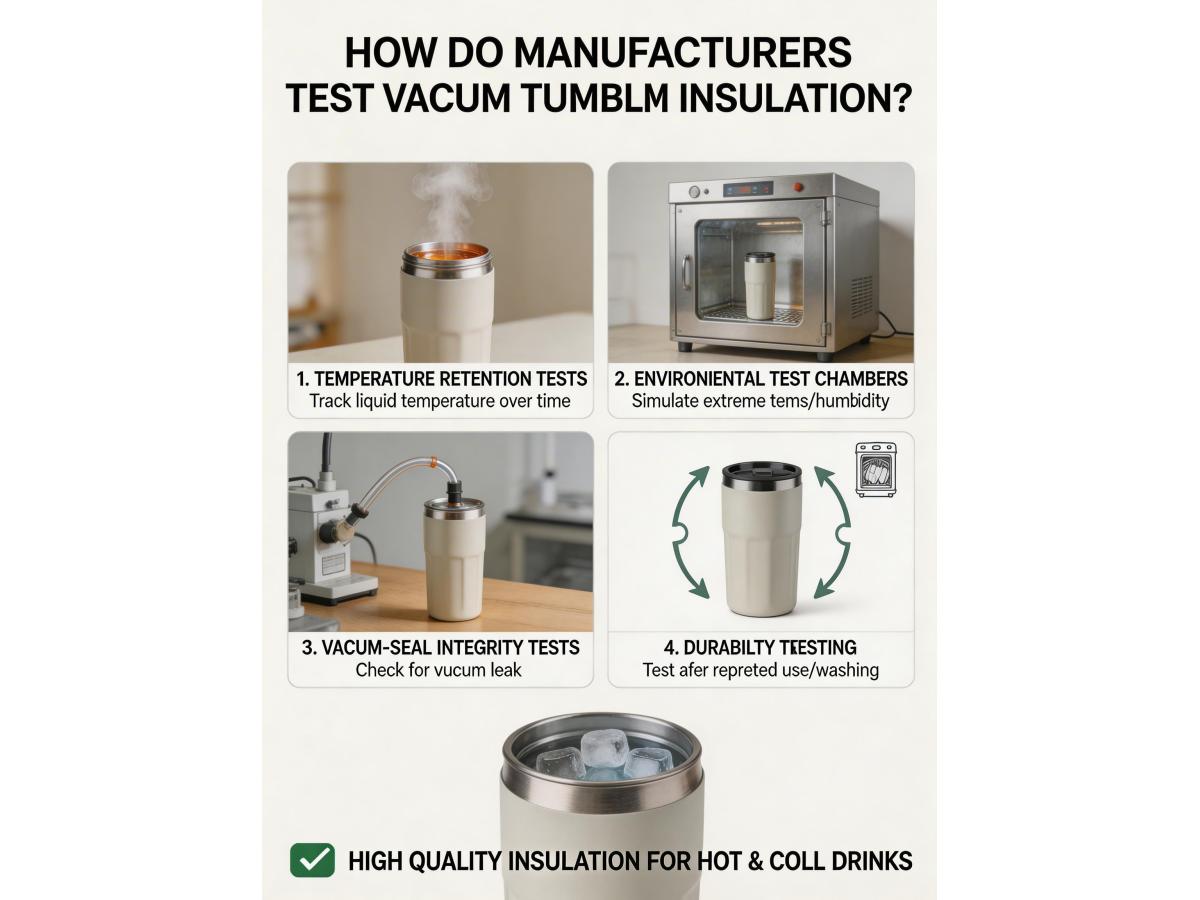 How do manufacturers test the insulation performance of vacuum flasks and tumblers?