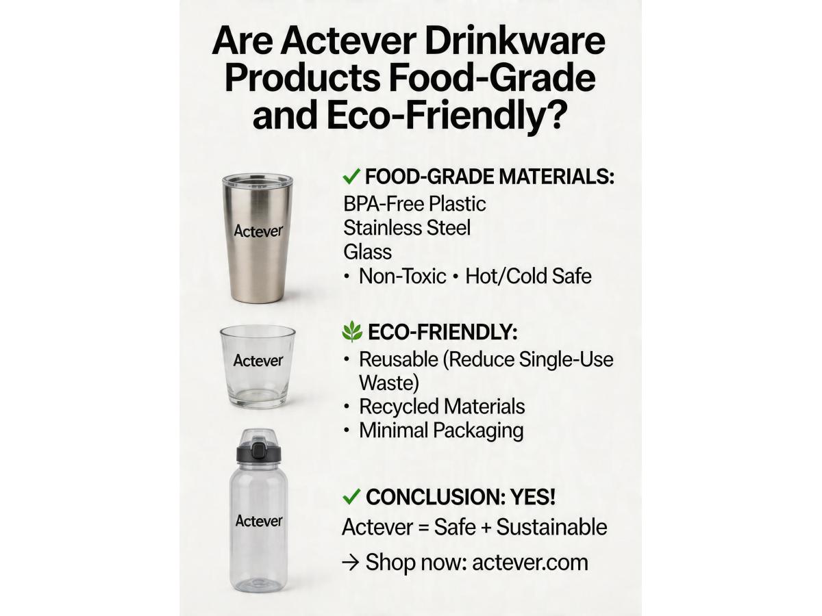 Are the materials used in the drinkware products food-grade and eco-friendly?